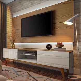 Painel Para TV 75 Polegadas Com Led Classic 2.2 Imcal Freijó/Off White