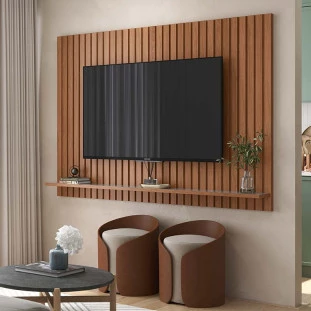 Painel Frisado Para TV até 75 Polegadas Dallas 184x136 Lukaliam Jequitiba/Off White
