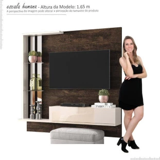 Painel Pequeno Para TV 50 Polegadas Dublin Lukaliam Noce/Off White