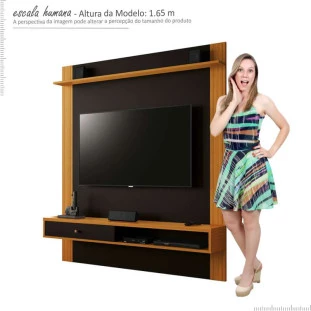 Painel Suspenso Para TV 55 Pol 1.5 Adapt EAX Móveis Preto/Cedro