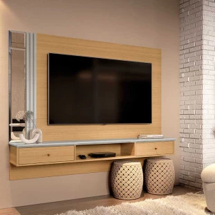 Painel Para TV 55 Polegadas 160cm Espelho Look EAX Móveis Freijo/Fendi