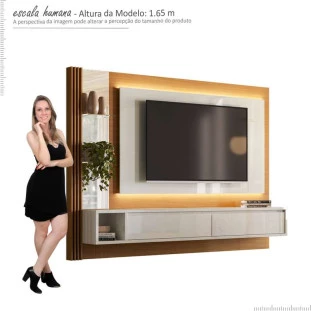 Painel Para TV 55 Polegadas Com LED 2.1 Moroni EAX Móveis Tauari/Off White