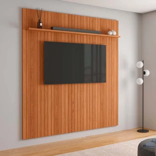 Painel Frisado 191x250cm Para TV 75 Polegadas Oslo Lukaliam Jequitiba