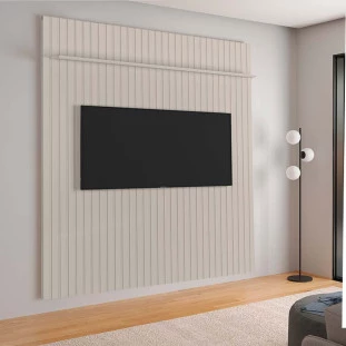 Painel Frisado 191x250cm Para TV 75 Polegadas Oslo Lukaliam Off White