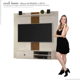 Painel Para TV 50 Polegadas 5024 JB Bechara Pérola/Caramelo