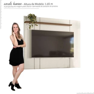 Painel Para TV 65 Polegadas 1.6 Zacat EAX Móveis Off White/Cedro