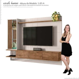 Painel Para TV Até 55 Pol Leblon 2.1 Lukaliam Off White/Canela