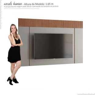 Painel Para TV 75 Polegadas Sagary 2.1 EAX Móveis Cinza/Tauari Ripado