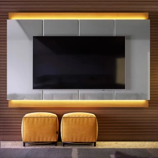 Painel Para TV 75 Polegadas Com LED 207cm Marrocos Lukaliam Tauari/Cinza Perolizado