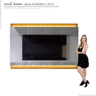 Painel Para TV 75 Polegadas Com LED 2.1 Zory EAX Móveis Cinza/Tauari