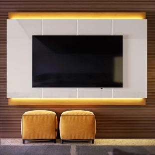 Painel Para TV 75 Polegadas Com LED 207cm Marrocos Lukaliam Freijo/Off White