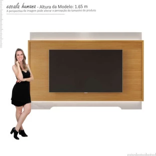 Painel Para TV 75 Polegadas Com LED 2.1 Koly EAX Móveis Off White/Tauari