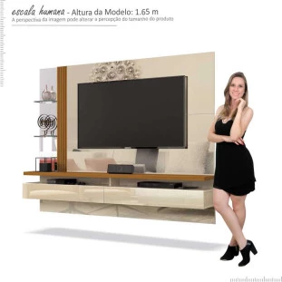 Painel Para TV até 60 Polegadas Murano EDN Off White/Cedro