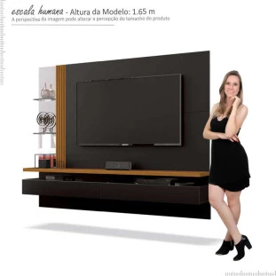 Painel Para TV até 60 Polegadas Murano EDN Preto/Cedro