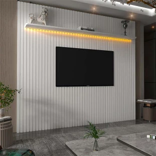 Painel Ripado 230x250 Com LED Para TV 85 Polegadas Nobre Gelius Branco