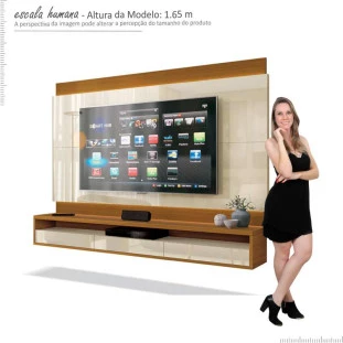 Painel Suspenso Para TV até 60 Pol Savoy 1.6 EDN Off White/Cedro Naturale