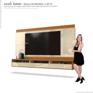 Painel Suspenso Para TV até 75 Pol Savoy 2.0 EDN Off White/Cedro