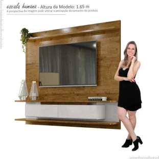 Painel Para TV Até 55 Pol Siena 1.8 Lukaliam Canela/Off White