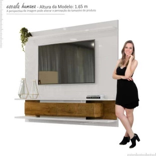 Painel Para TV Até 55 Pol Siena 1.8 Lukaliam Off White/Canela