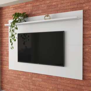 Painel  Para TV 160cm Quarto Sala Para TV 60 Sirius 1.6 Patrimar Branco Acetinado