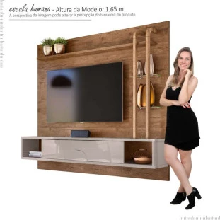Painel Para TV Até 55 Pol Supreme 1.8 Lukaliam Canela/Off White