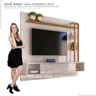 Painel Para TV Até 55 Pol Supreme 1.8 Lukaliam Off White/Canela