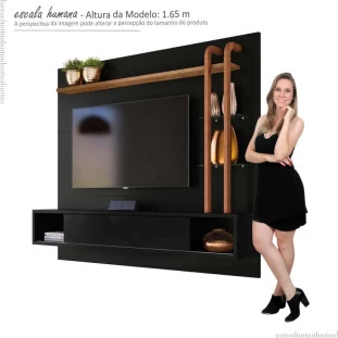 Painel Para TV Até 55 Pol Supreme 1.8 Lukaliam Preto/Canela