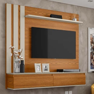Painel Para TV 46 Polegadas 160cm Trend 1.6 Patrimar Cumaru/Off White