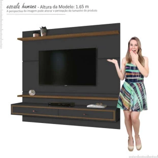 Painel Para TV 58 Polegadas Treviso 160 EDN Grafite/Naturale