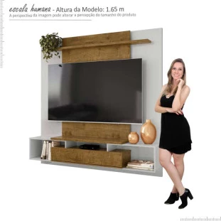 Painel Para TV Até 50 Pol Zeus 1.6 Lukaliam Off White/Canela
