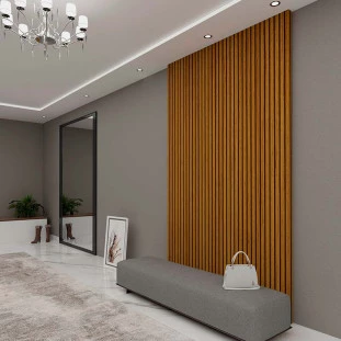 Placa Painel Ripado 3D 100% MDF 135cm x 250cm Requinte Gelius Naturale