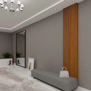 Placa Painel Ripado 3D 100% MDF 45cm x 250cm Requinte Gelius Naturale