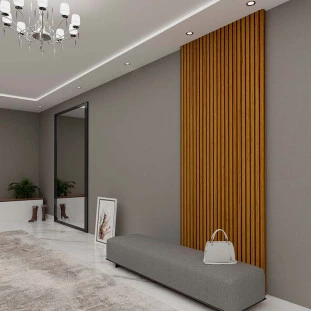 Placa Painel Ripado 3D 100% MDF 90cm x 250cm Requinte Gelius Naturale