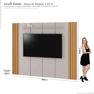 Painel Ripado Para TV 75 Polegadas 2.40m Veyron 2.4 EDN Fendi/Freijo