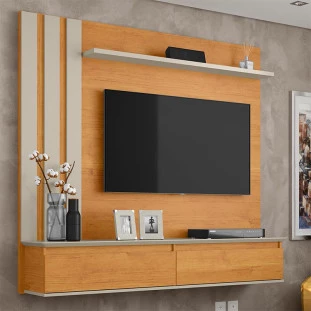 Painel Para TV 46 Polegadas 160cm Trend 1.6 Patrimar Cinamomo/Off White