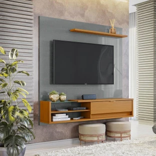 Painel Para TV 55 Polegadas 160cm Dali Lukaliam Cinza Perolizado/Tauari