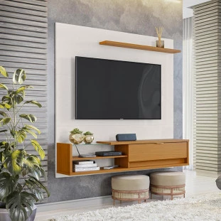 Painel Para TV 55 Polegadas 160cm Dali Lukaliam Off White Perolizado/Tauari