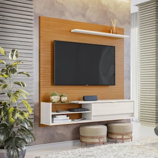 Painel Para TV 55 Polegadas 160cm Dali Lukaliam Tauari/Off White Perolizado