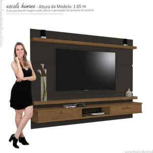 Painel Para TV até 60 Invictus 180 EDN Grafite/Naturale