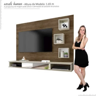 Painel Para Sala TV até 42 Viena RV Móveis Freijó/Off White