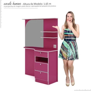 Penteadeira Caramarim Com LED Hera Gelius Pink Plock