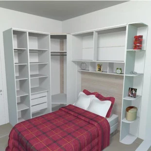 Quarto Modulado Completo 187,4cm x 257,6cm Carolina Premium Robel Branco/Vanilla