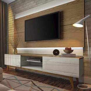 Painel Para TV 65 Polegadas Com Led Classic 1.8 Imcal Freijó/Off White