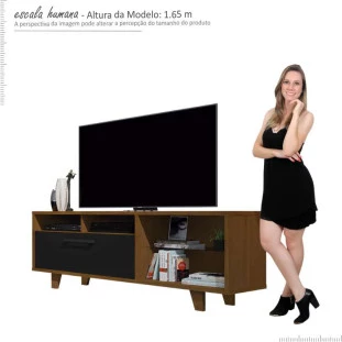 Rack Bancada Para TV 60 Polegadas 5054 JB Bechara Caramelo/Preto