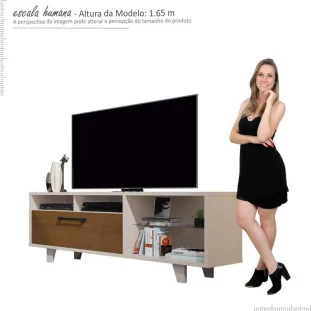 Rack Bancada Para TV 60 Polegadas 5054 JB Bechara Pérola/Caramelo