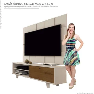 Rack 5959 Com Painel 5095 Para TV Até 55 JB Bechara Pérola/Caramelo