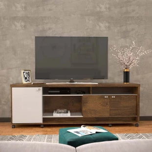 Rack Bancada Para TV 65 Polegadas Dallas 1.8 Lukaliam Canela/Off White