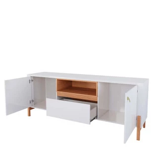 Rack Bancada Sala 183cm Para TV 75 Polegadas Gliss 1.83 Lukaliam Off White/Jequitiba