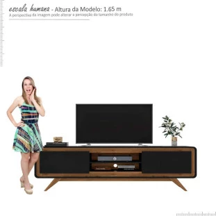 Rack Para Sala TV 65 Channel Fabrimoveis Preto/Nature