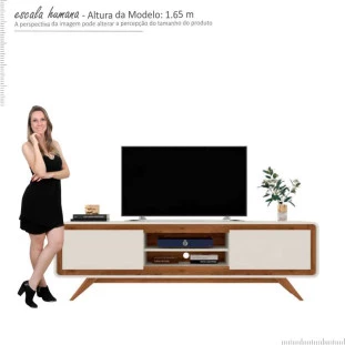 Rack Para Sala TV 65 Channel Fabrimoveis Off White/Nature